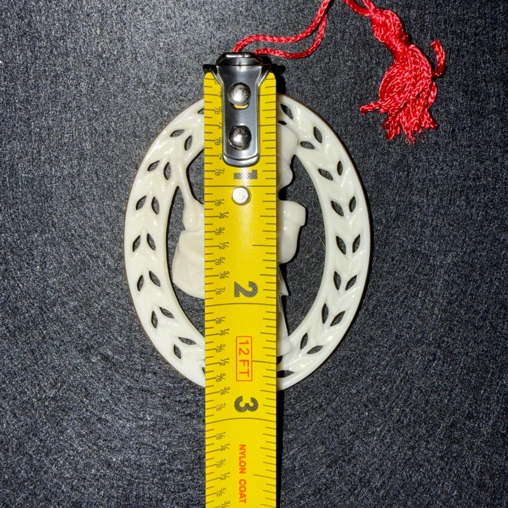 Vintage Lenox Porcelain Little Drummer Boy Christmas Ornament Oval Gold Trim 3